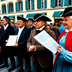 나폴레옹 전쟁과 스위스 - **Image Prompt 1: The Spark of Revolution in Switzerland**
    An 18th-century scene set in a bustli...