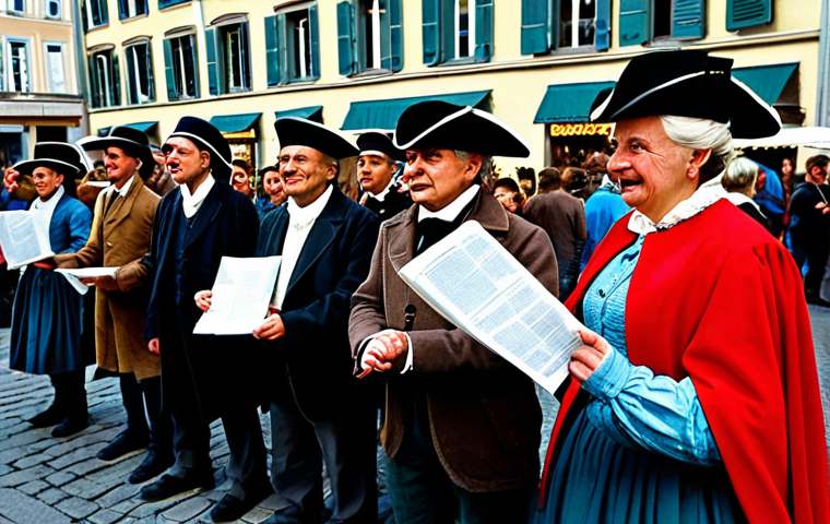 나폴레옹 전쟁과 스위스 - **Image Prompt 1: The Spark of Revolution in Switzerland**
    An 18th-century scene set in a bustli...